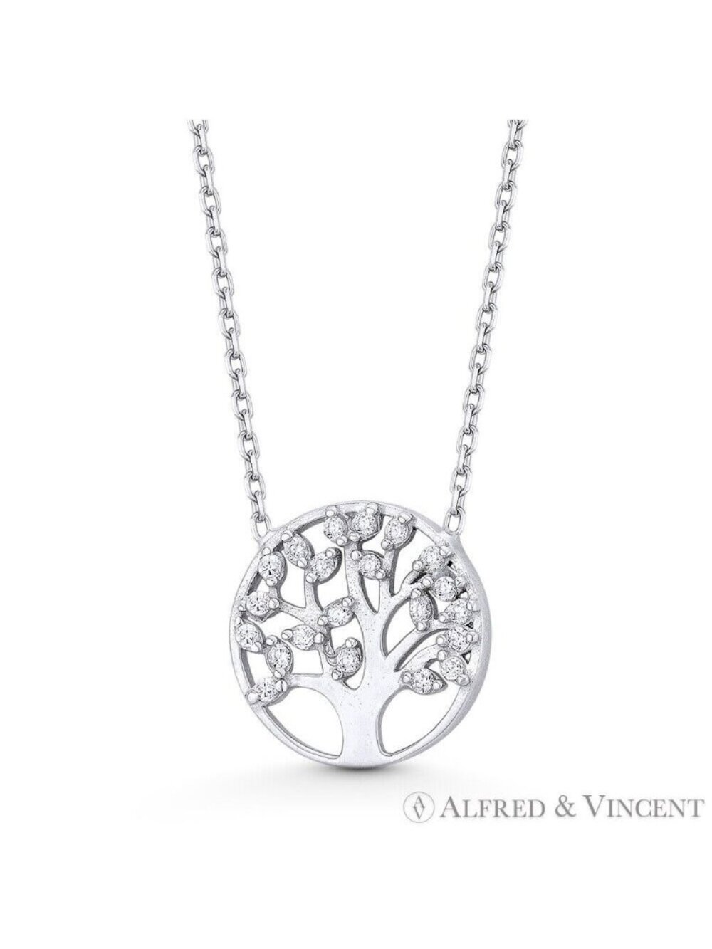 Tree-of-Life / Knowledge Etz Chaim CZ Crystal Pendant in .925 Sterling Silver